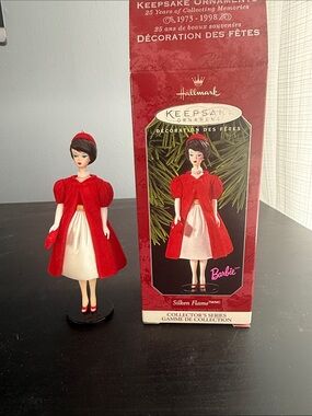 Hallmark Barbie Ornament in Red and Cream Holiday Ensemble